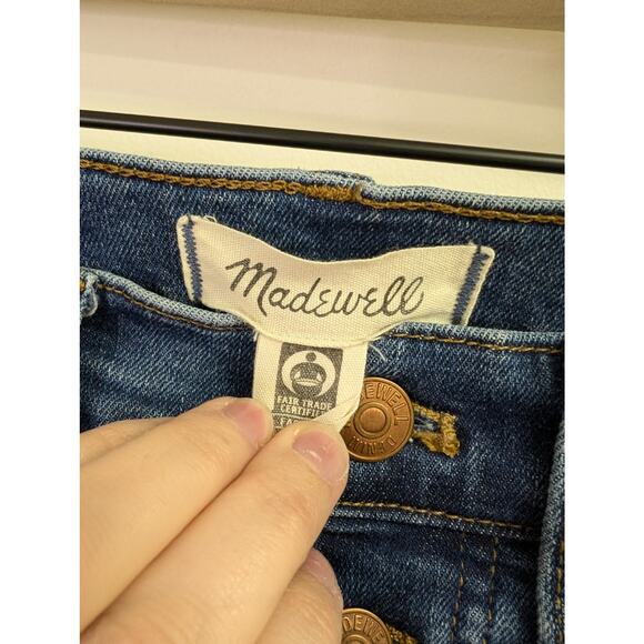 Madewell 10" High-Rise Skinny Jeans Button Fly Raw Hem Mackey Dark Wash 27 - Picture 7 of 11